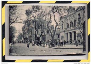 SETIF. - . LE THEATRE ET LA RUE SILLEGUA. CARTE NON CIRCULEE, EN SUPERBE ETAT