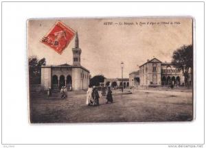 ALGERIE Setif Hotel de Ville, Mairie, Mosquée, Porte d'Alger, animée, ed ND 4, 1909