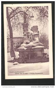 CPA Setif, Seus la neige, Fontaine Monumentale
