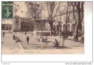 REF15.975 ALGERIE.  SETIF.  PLACE NATIONALE.  KIOSQUE A MUSIQUE. CACHET CONVOYEUR