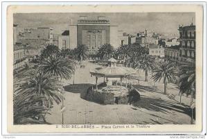 cpa bon tat ,  sidi-bel-abbes , place carnot et le théatre , courrier au verso