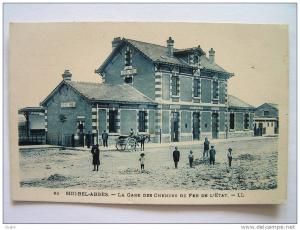 cpa, très belle vue animée, Sidi Bel Abbès, la gare des chemins de fer de l'état