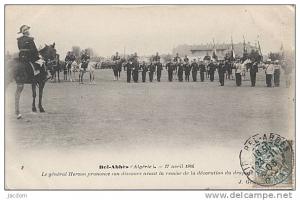 B190 LEGION ETRANGERE SIDI BEL ABBES DISCOURS GENERAL HERSON AVANT DECORATION DRAPEAU