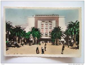 Cpsm, Carte photo, très belle vue animée, Sidi Bel Abbès, place Carnot et le théatre