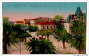 SIDI BEL ABBES boulevard de la République carte écrite en très bon état colorisée