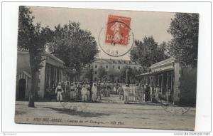 SIDI-BEL-ABBES - Caserne du 1ier  Etrangers- CPA de 1913 avec timbre et tampons