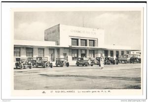 SIDI BEL ABBES LA NOUVELLE GARE DU P.L.M VOITURE ANCIENNE