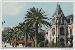 cpsm dentelée colorisée Algerie Sidi Bel Abbes L'Hotel de Ville et Avenue de la République
