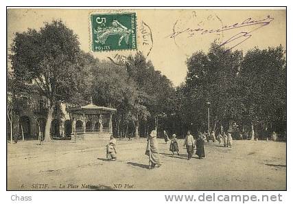 cpa-Algerie-Setif-la place Nationale(animée)