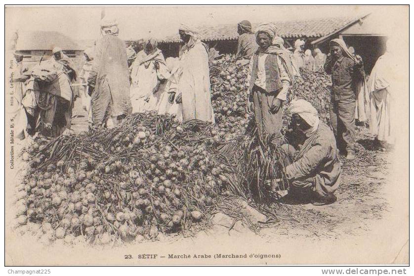 CPA ALGERIE SETIF Marché Arabe Petit Métier Le Marchand d'Oignons Animation 1908