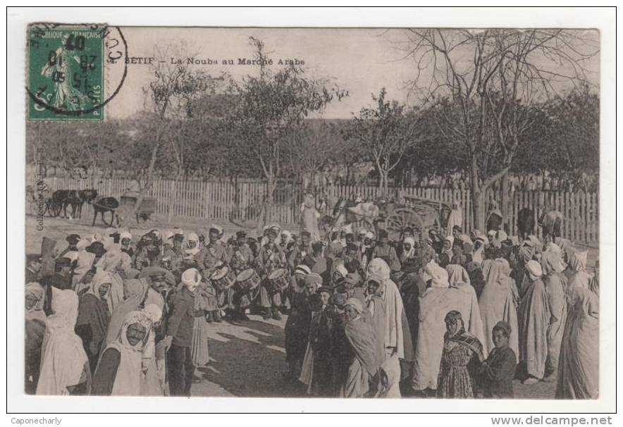* CPA TOP  Sétif, la Nouba au marché arabe, joueurs de tambour, Algérie *