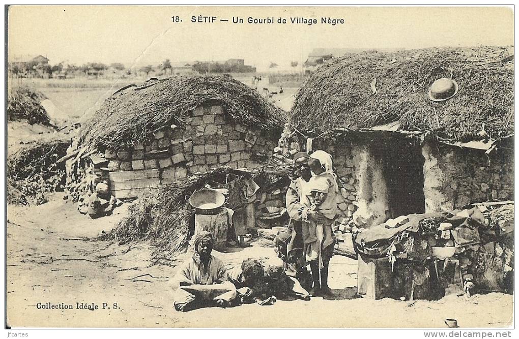 ALGERIE * SETIF - Un Gourbi de Village Nègre - Belle animation