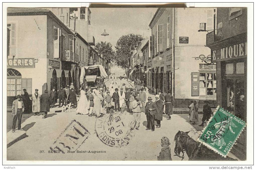Sétif Algérie - rue Saint-Augustin 1908 - commerces