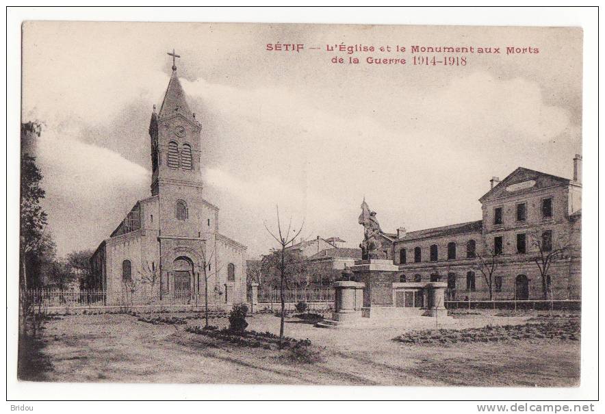 Algérie   SETIF   L'église et le monument aux morts