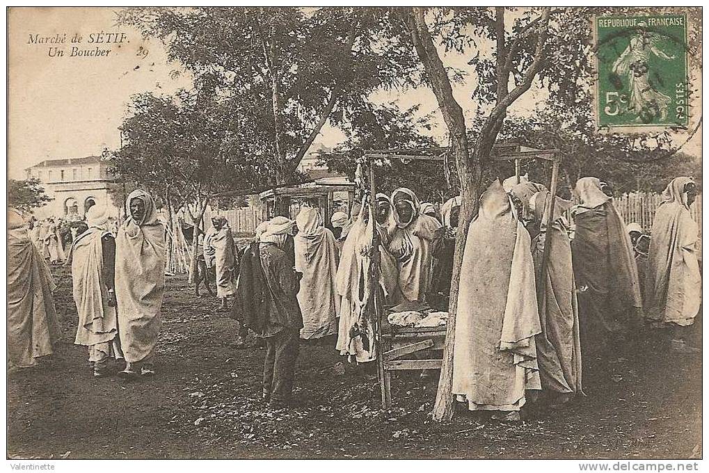 Anciennes Colonies Françaises-ALGERIE - Sétif  le Marché  un Boucher 1907