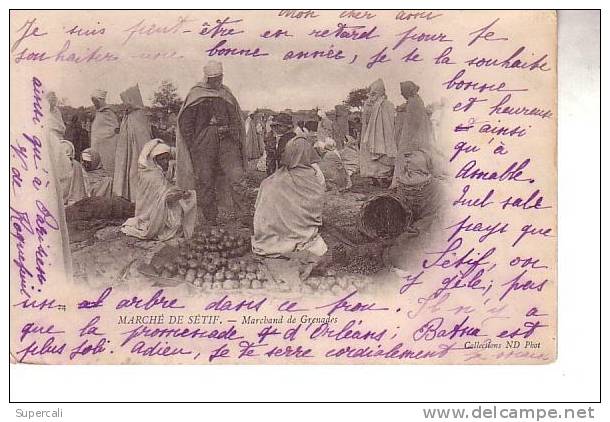 REF15.979  ALGERIE.  SETIF.  LE MARCHE. MARCHANDS DE GRENADES