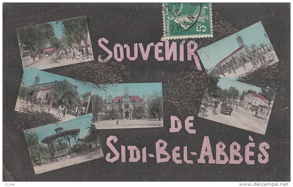 ALGERIE  SIDI BEL ABBES  CPA Colorisée  SOUVENIR Multivues  en 1910