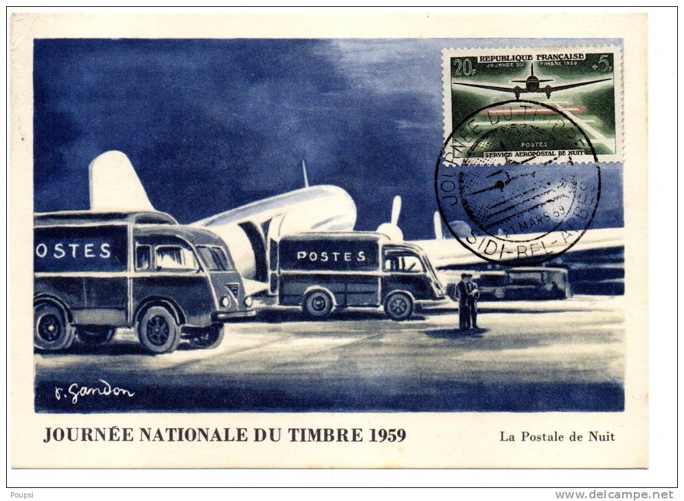 CP -LA POSTALE DE NUIT - Journée du timbre -Groupement philatelique Sidi Bel Abbés