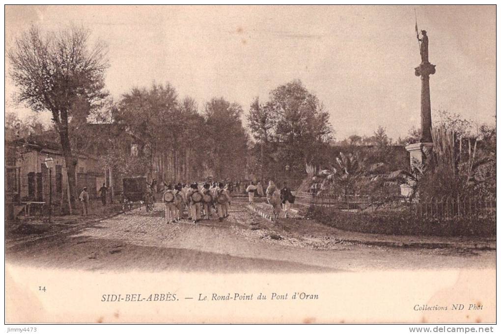 CPA N° 14 - SIDI BEL ABBES Algérie - Le Rond Point du Pont d' Oran Fanfare très animé Attelage