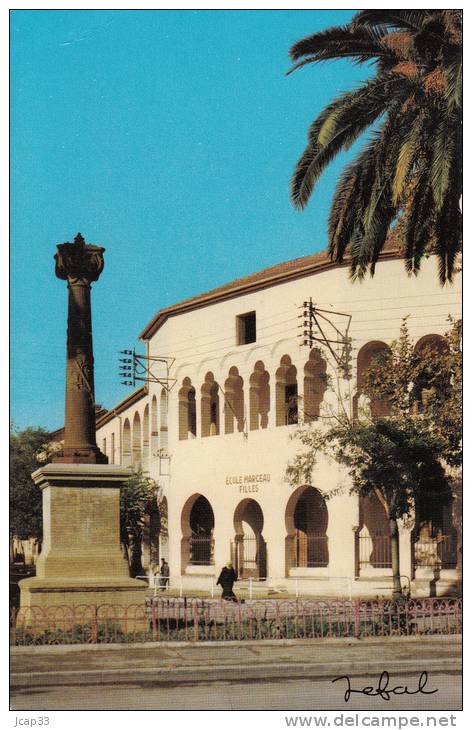 ALGERIE  -  SIDI BEL ABBES  -  Place Marceau  -  Ecole de Filles  -