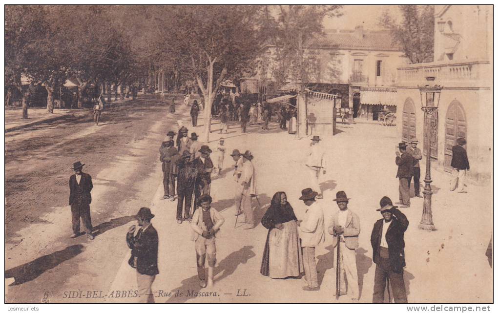 cpa algérie sidi bel abbes rue de Mascara LL n°6 tres belle animation beau plan