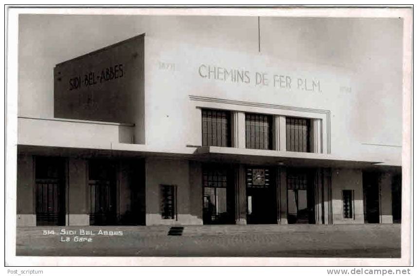 Afrique - Algérie - Sidi Bel Abbès - gare - chemins der fer PLM - carte glacée
