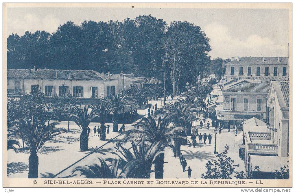 CPA  ALGERIE  SIDI BEL ABBES ( Ville de la Légion ) animation Pce Carnot Bd de la République