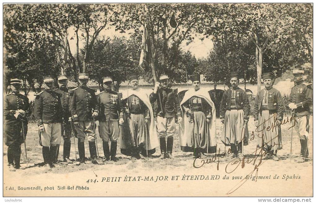 SIDI BEL ABBES PETIT ETAT MAJOR ET ETENDARD DU 2em REGIMENT DE SPAHIS EDITION BOUMENDIL