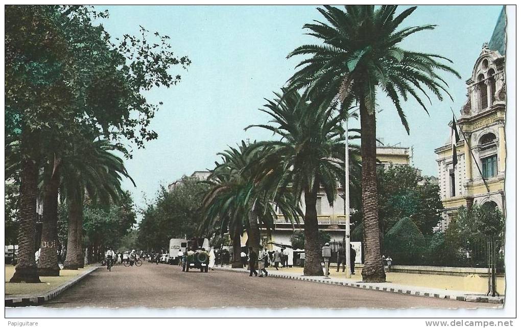cpsm-bon etat ,   sidi-bel-abbes , le boulevard de la république , courrier au verso