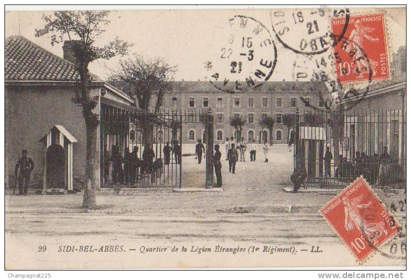 CPA ALGERIE SIDI BEL ABBES Quartier Caserne de la Légion Etrangère Soldats Militaires 1921