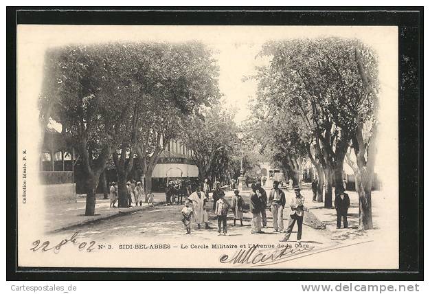 CPA Sidi-bel-Abbes, Le Cercle Militaire et l'Avenue de la Gare