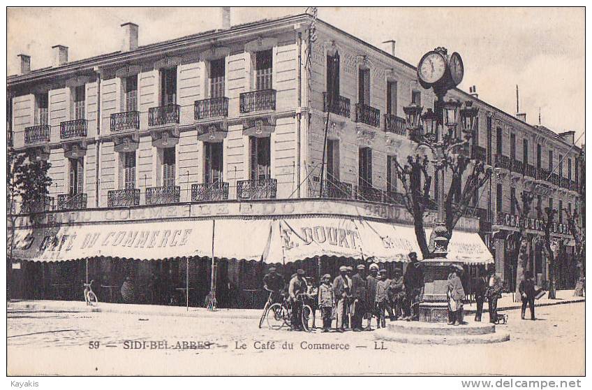 n - Cpa SIDI-BEL-ABBES -  Le Café du Commerce (animée)