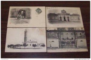 ALGERIE SIDI BEL ABBES 4 CPA voyagées palais justice hopital militaire mosquée porte daya des animations bergeret nancy