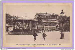 Algérie - PHILIPPEVILLE (Skidda) Place de la Marine et les Hôtels - Kiosque - animée - 1929