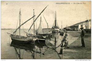philippeville un coin du port ND phot 90 voiliers hommes enfant sur le quai