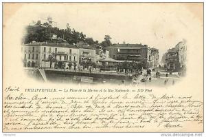 1899  PHILIPPEVILLE  La Place de la Marine et la rue Nationale  Animée - Circulée