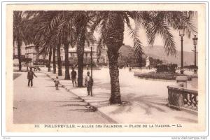 PHILIPPEVILLE Allée des Palmiers Place de la Marine (L.L) Algérie Afrique