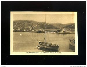 CPA ALGERIE  PHILIPPEVILLE ENTREE DU PORT ET VILLE