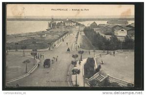 CPA Philippeville, Avenue du Port, Pferdekutsche, Dampfer
