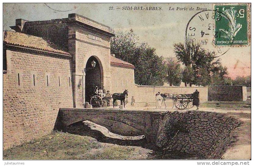 ALGERIE SIDI BEL ABBES PORTE DE DAYA  ATTELAGES.CPA BON ETAT