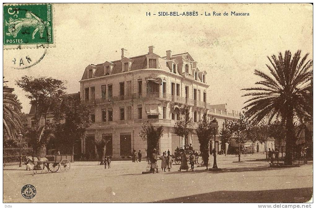 14 - SIDI-BEL-ABBES - la Rue de Mascara (voyagée en 1914)