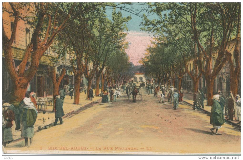 cpa-algérie-sidi bel abbès-la rue prudhon-