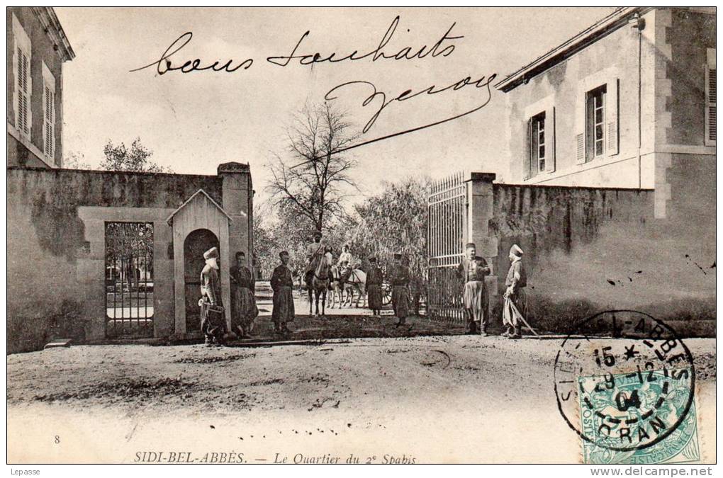 CPA SIDI BEL ABBES QUARTIER CASERNE MILITAIRES REGIMENT DU 2 EME SPAHIS