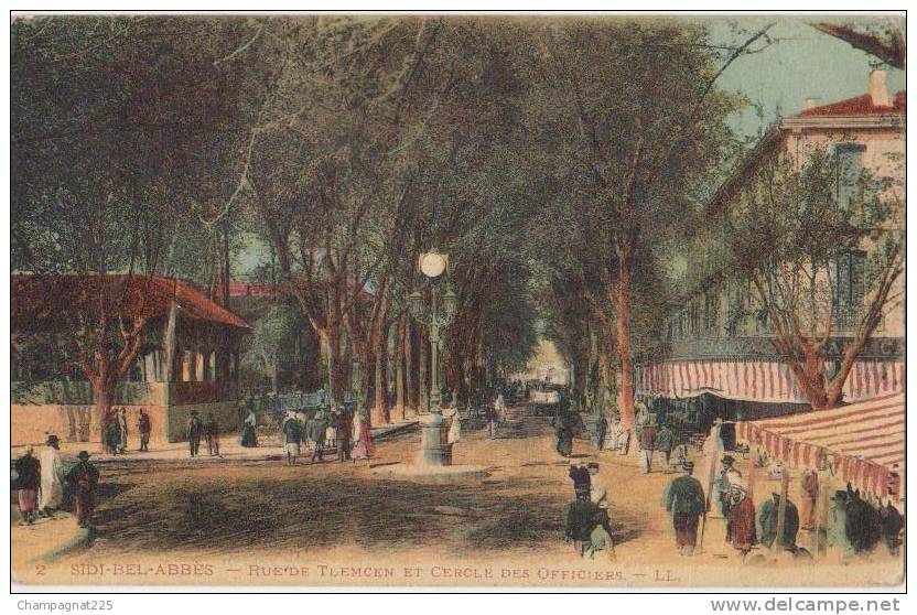 CPA ALGERIE SIDI BEL ABBES Rue de Tlemcen et Cercle des officiers carte colorisée