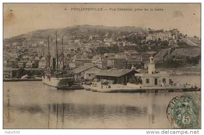 CPA PHILIPPEVILLE - VUE GENERALE PRISE DE LA JETEE