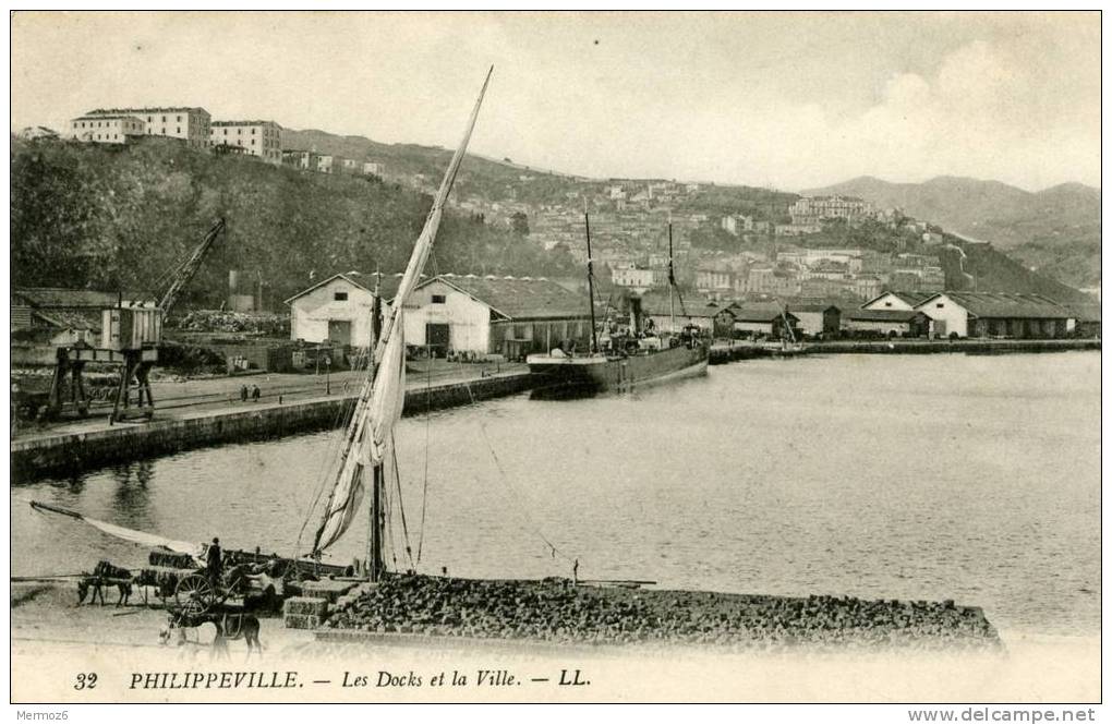 philippeville les docks et la ville LL 32 paquebot voilier
