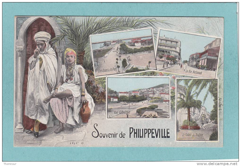 SOUVENIR DE PHILIPPEVILLE  -  4  VUES  -  1919  -   BELLE CARTE  -