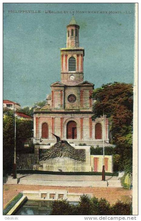 PHILIPPEVILLE  L'Eglise et le Monument aux Morts Colorisée Recto Verso