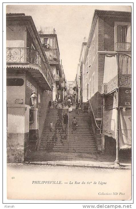 PHILIPPEVILLE La Rue du 61° de Ligne (ND Phot) Algérie Afrique