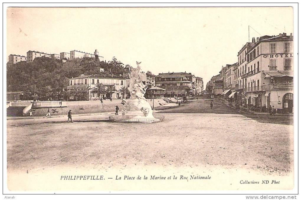 PHILIPPEVILLE Place de la Marine & Rue Nationale (ND Phot) Algérie Afrique